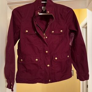 J. Crew Burgundy Utility Jacket with Gold Accents